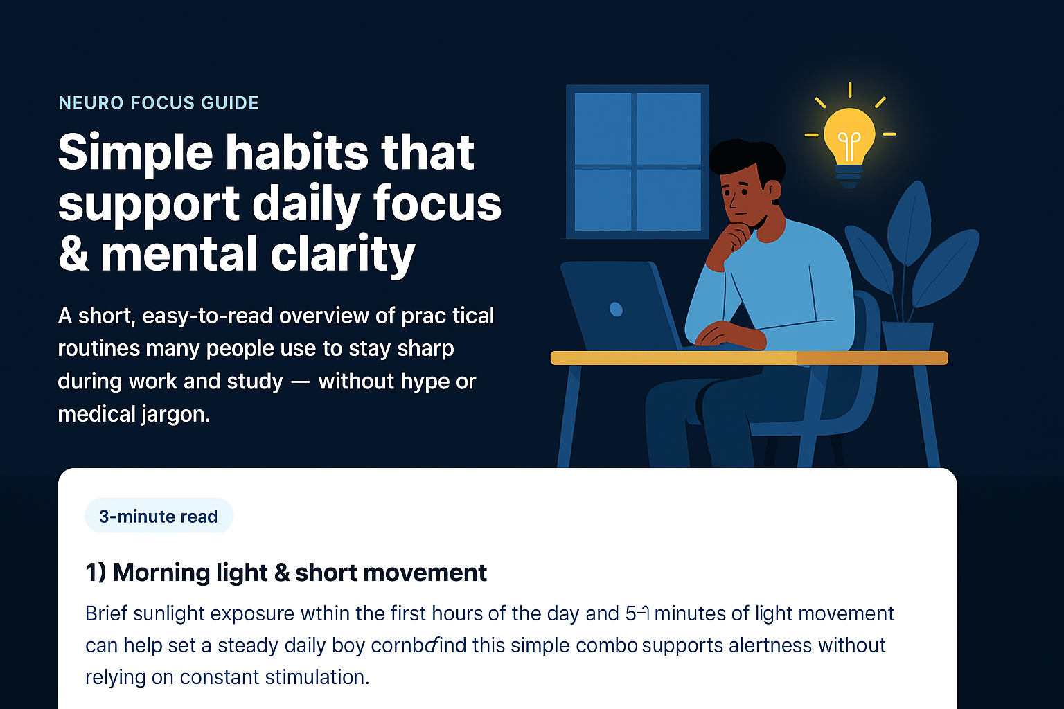 Pessoa concentrada em tarefa única em mesa minimalista